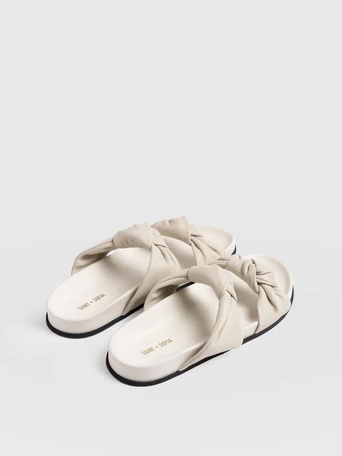 Saint And Sofia Leather Women Kingston Knot Sandal 8211 Cream Cream