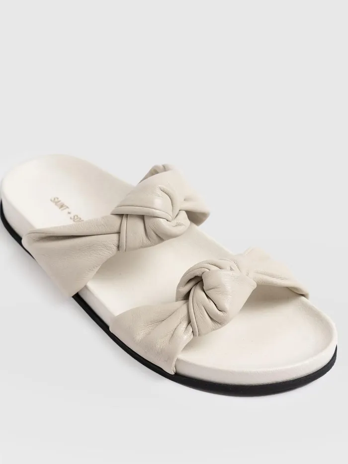 Saint And Sofia Leather Women Kingston Knot Sandal 8211 Cream Cream