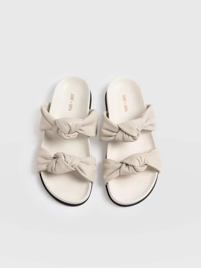 Saint And Sofia Leather Women Kingston Knot Sandal 8211 Cream Cream