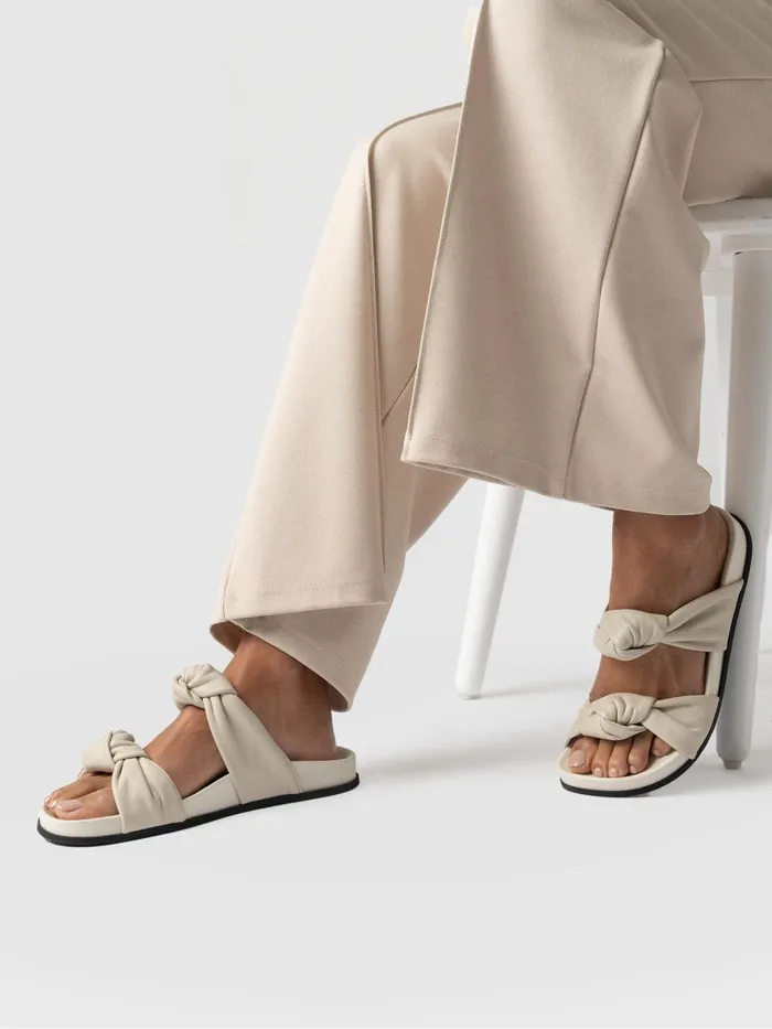 Saint And Sofia Leather Women Kingston Knot Sandal 8211 Cream Cream