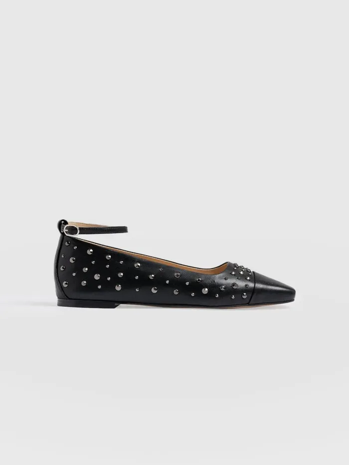 Saint And Sofia Leather Women Ophelia Leather Ballerinas 8211 Black Studded Black Studded
