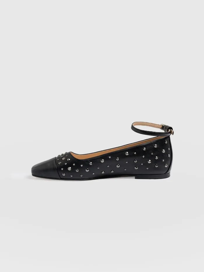 Saint And Sofia Leather Women Ophelia Leather Ballerinas 8211 Black Studded Black Studded