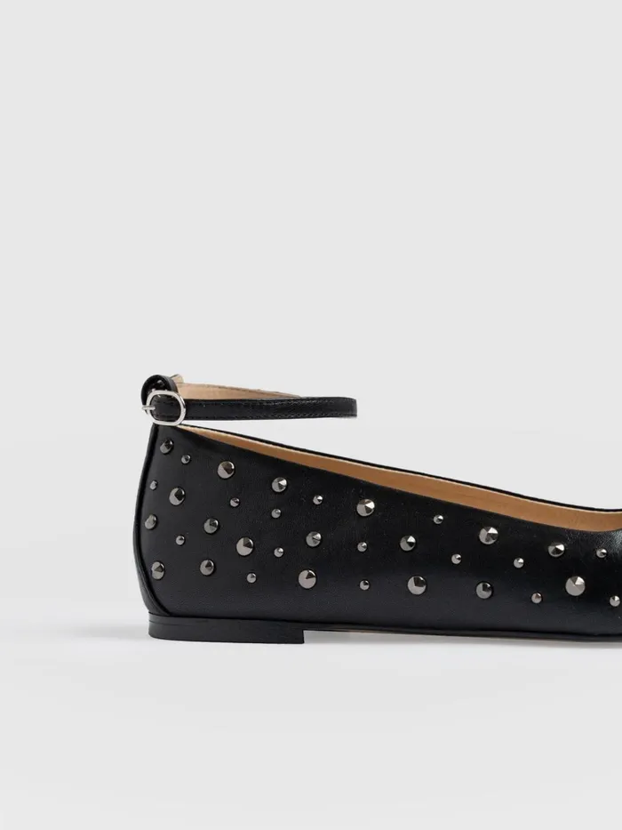 Saint And Sofia Leather Women Ophelia Leather Ballerinas 8211 Black Studded Black Studded