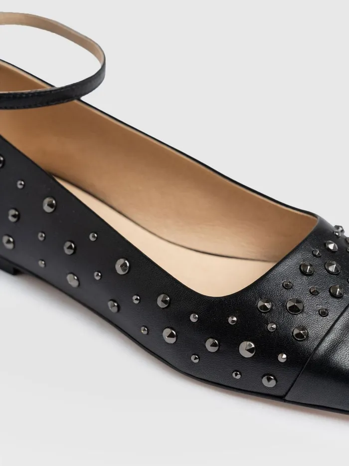 Saint And Sofia Leather Women Ophelia Leather Ballerinas 8211 Black Studded Black Studded