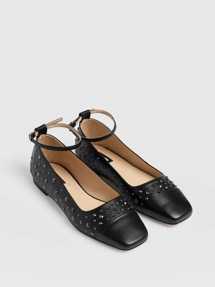 Saint And Sofia Leather Women Ophelia Leather Ballerinas 8211 Black Studded Black Studded