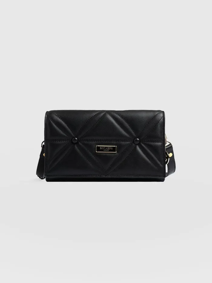 Saint And Sofia Leather Women Quilted Keira Cross Body Bag 8211 Black Black