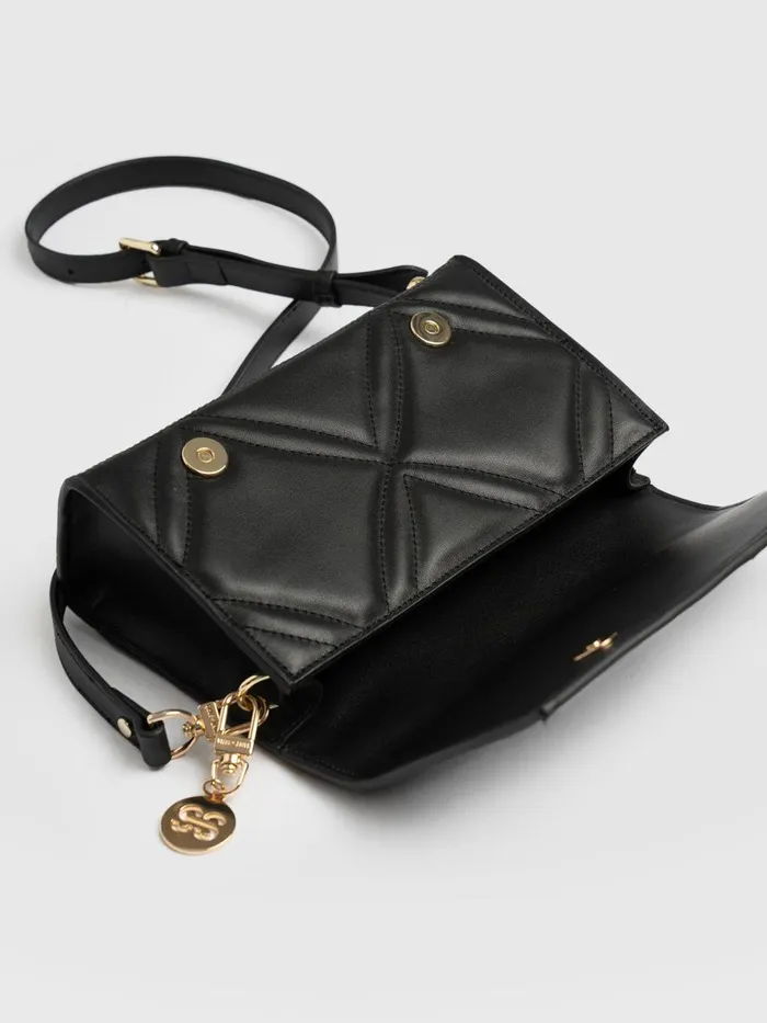 Saint And Sofia Leather Women Quilted Keira Cross Body Bag 8211 Black Black