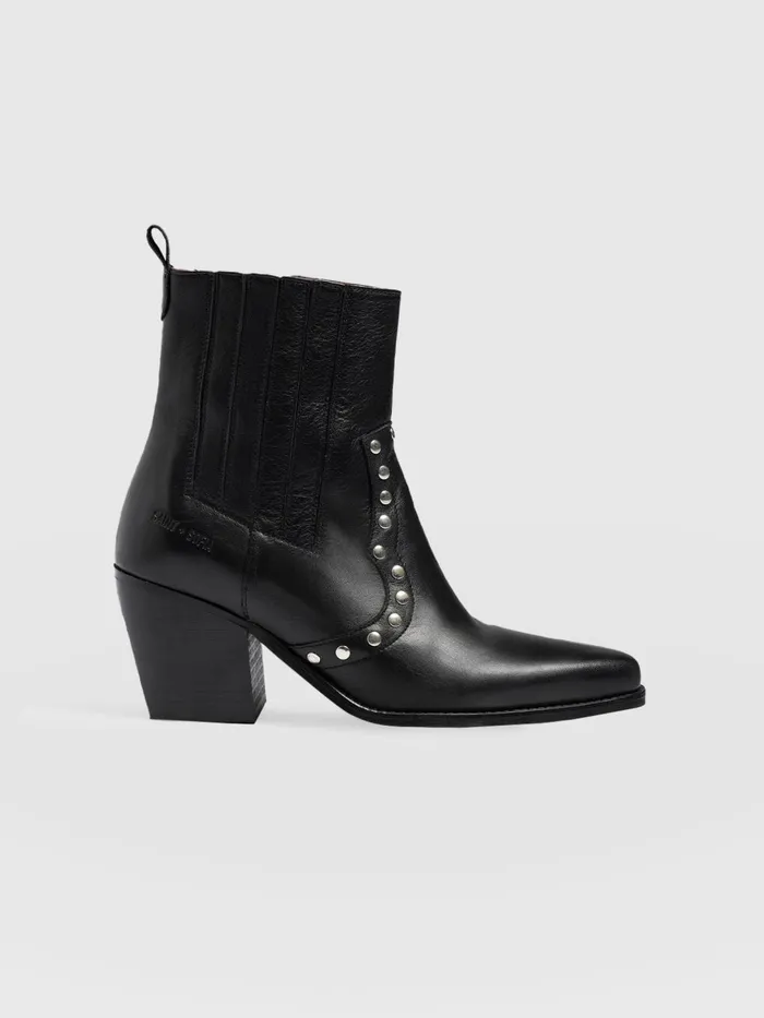 Saint And Sofia Leather Women Texas Studded Boot 8211 Black Black