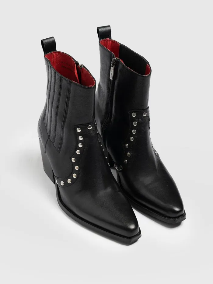 Saint And Sofia Leather Women Texas Studded Boot 8211 Black Black