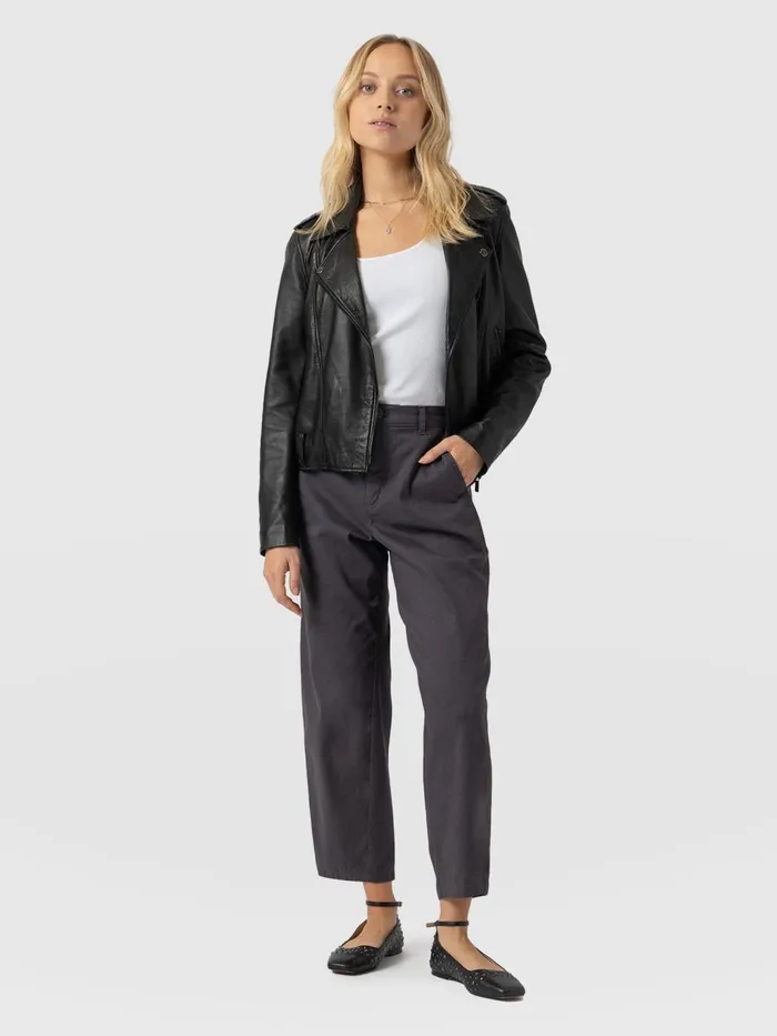 Saint And Sofia Pants Women Alma Barrel Leg Chino 8211 Charcoal Charcoal