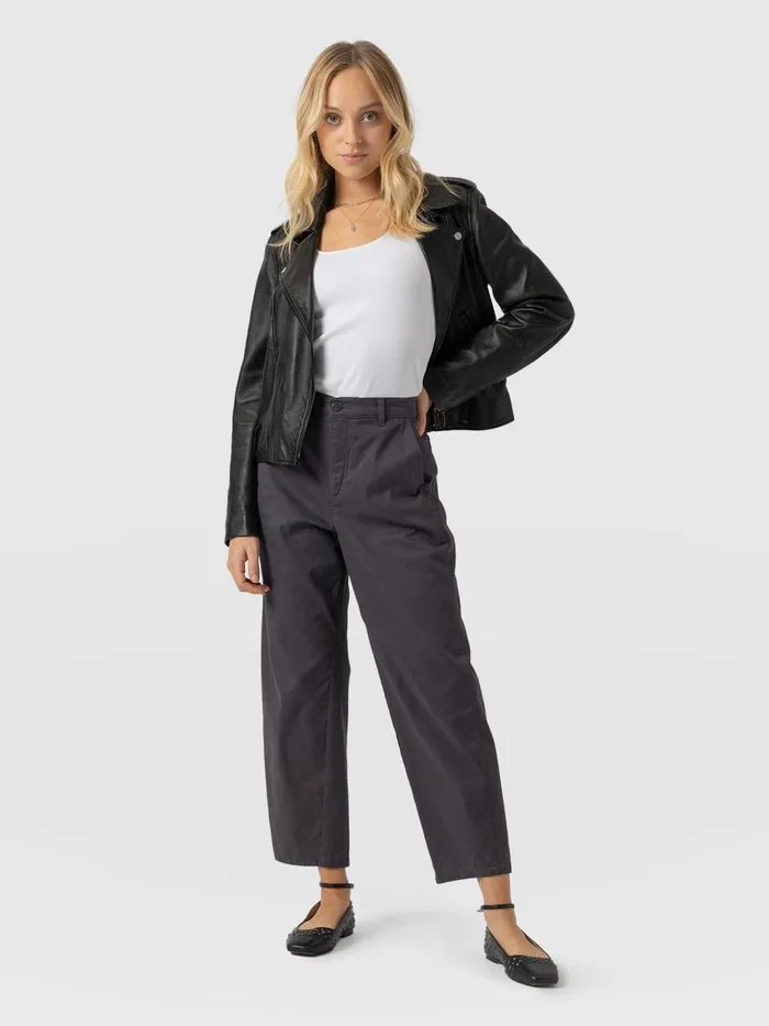 Saint And Sofia Pants Women Alma Barrel Leg Chino 8211 Charcoal Charcoal