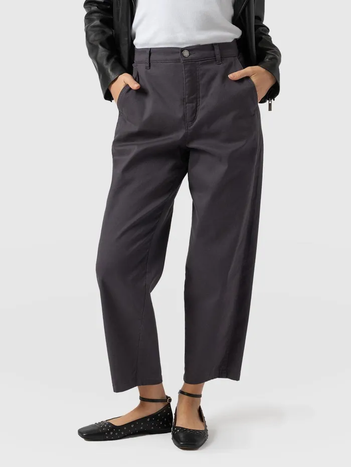 Saint And Sofia Pants Women Alma Barrel Leg Chino 8211 Charcoal Charcoal