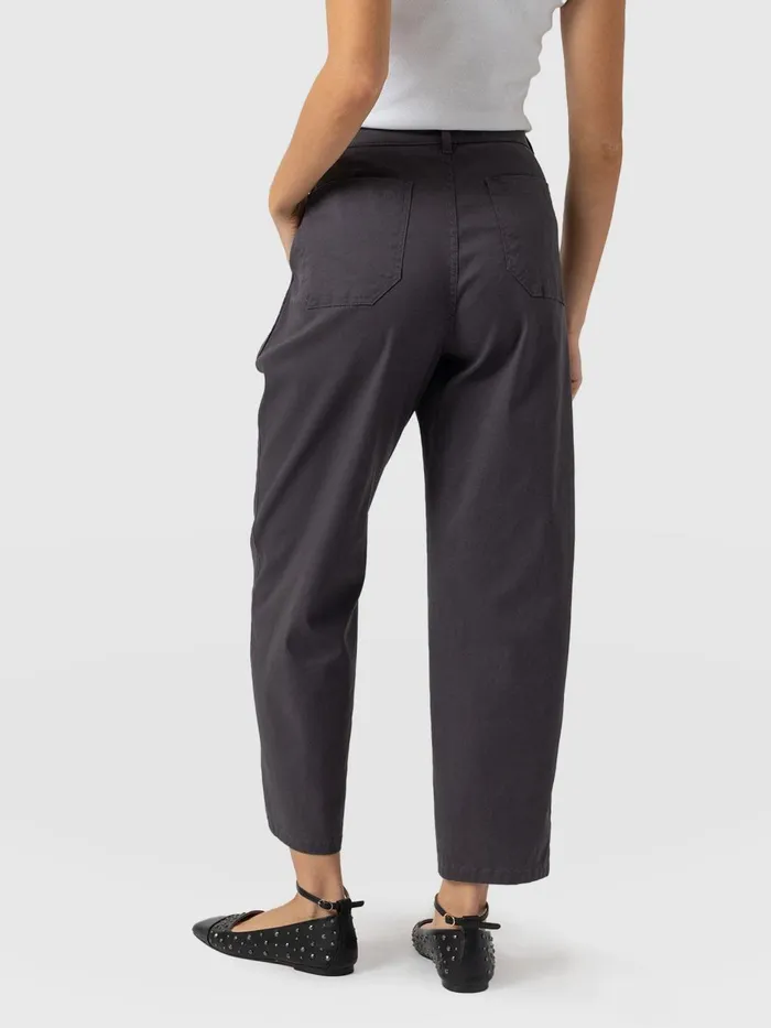 Saint And Sofia Pants Women Alma Barrel Leg Chino 8211 Charcoal Charcoal