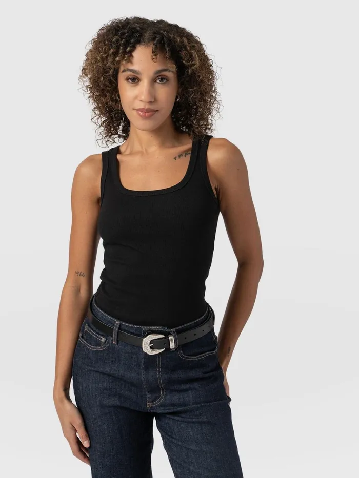 Saint And Sofia TShirts and Tanks Women Asher Scoop Neck Vest 8211 Black Black Saint And Sofia TShirts and Tanks Women Asher Scoop Neck Vest 8211 Black Black