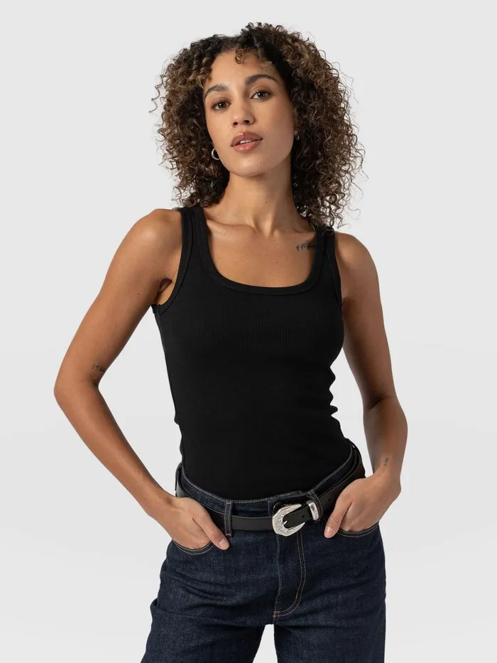 Saint And Sofia TShirts and Tanks Women Asher Scoop Neck Vest 8211 Black Black