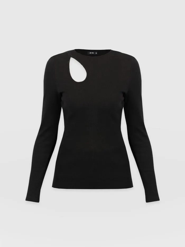 Saint And Sofia TShirts and Tanks Women Axel Cut Out Long Sleeve Tee 8211 Black Black