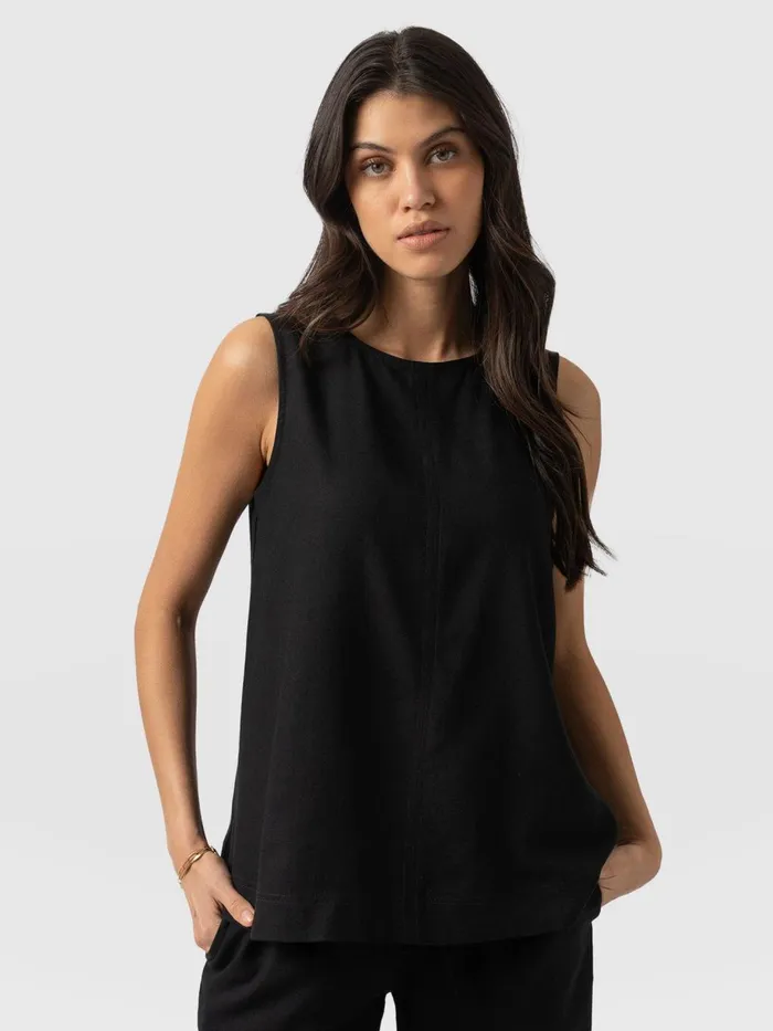 Saint And Sofia TShirts and Tanks Women Corinne Linen Tunic 8211 Black Black