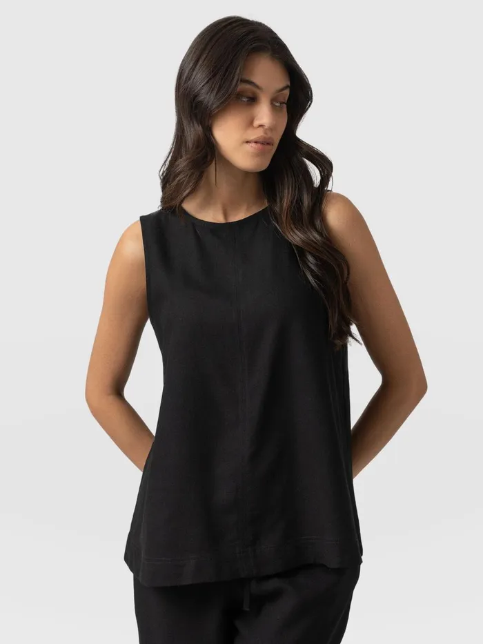 Saint And Sofia TShirts and Tanks Women Corinne Linen Tunic 8211 Black Black