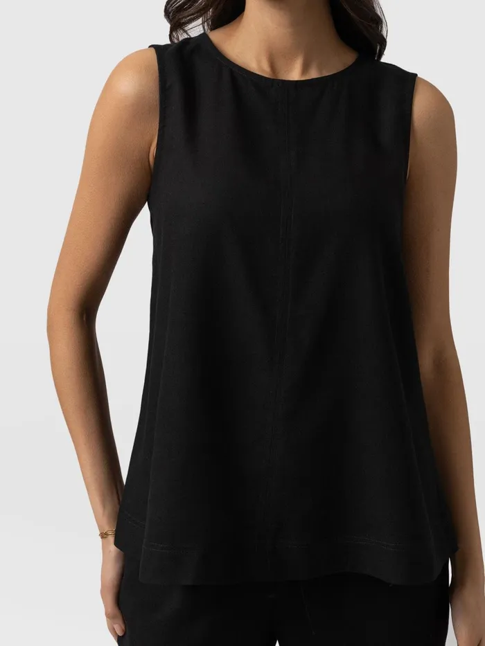 Saint And Sofia TShirts and Tanks Women Corinne Linen Tunic 8211 Black Black