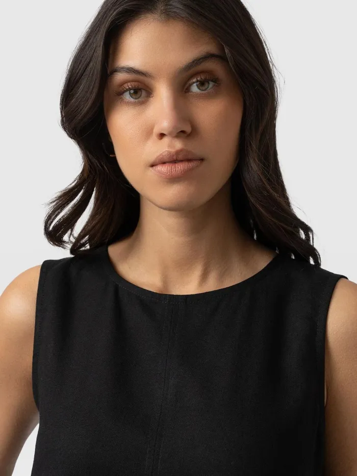 Saint And Sofia TShirts and Tanks Women Corinne Linen Tunic 8211 Black Black