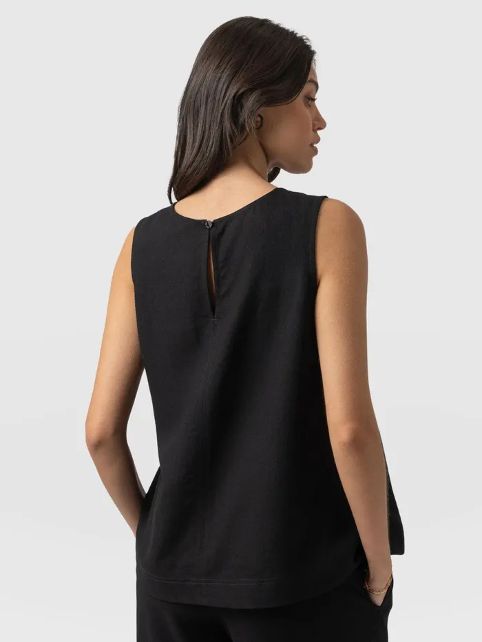 Saint And Sofia TShirts and Tanks Women Corinne Linen Tunic 8211 Black Black