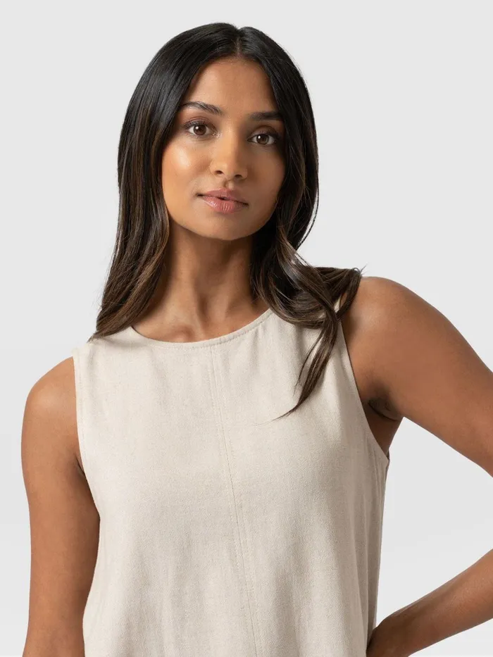 Saint And Sofia TShirts and Tanks Women Corinne Linen Tunic 8211 Oatmeal Oatmeal