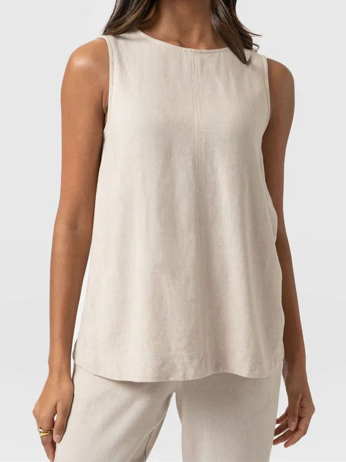 Saint And Sofia TShirts and Tanks Women Corinne Linen Tunic 8211 Oatmeal Oatmeal