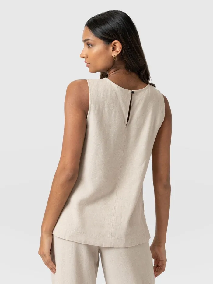 Saint And Sofia TShirts and Tanks Women Corinne Linen Tunic 8211 Oatmeal Oatmeal