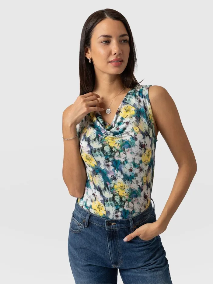 Saint And Sofia TShirts and Tanks Women Cowl Neck Cami 8211 Misty Floral Misty Floral