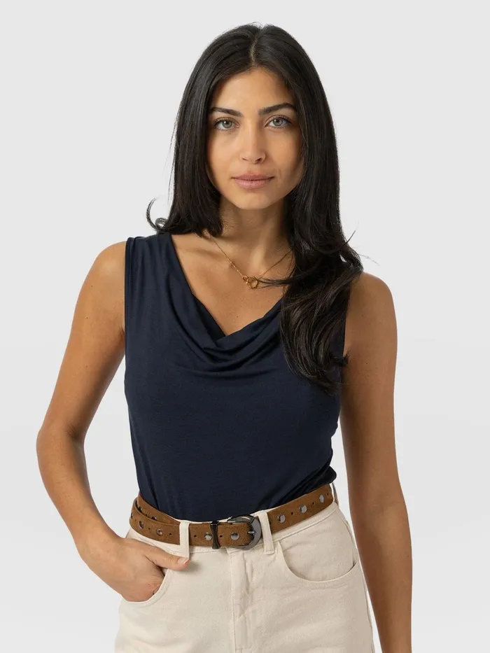 Saint And Sofia TShirts and Tanks Women Cowl Neck Cami 8211 Navy Navy