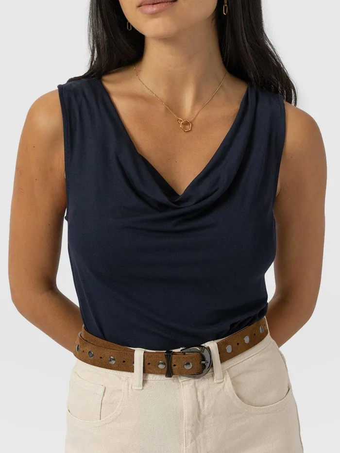 Saint And Sofia TShirts and Tanks Women Cowl Neck Cami 8211 Navy Navy