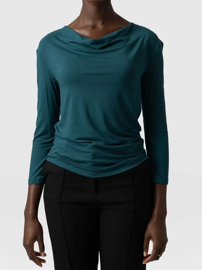Saint And Sofia TShirts and Tanks Women Cowl Neck Tee Long Sleeve 8211 Deep Green Deep Green