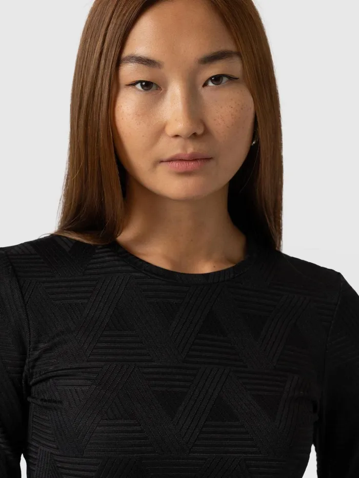 Saint And Sofia TShirts and Tanks Women Darcey Long Sleeve Tee 8211 Black Jacquard Black Jacquard