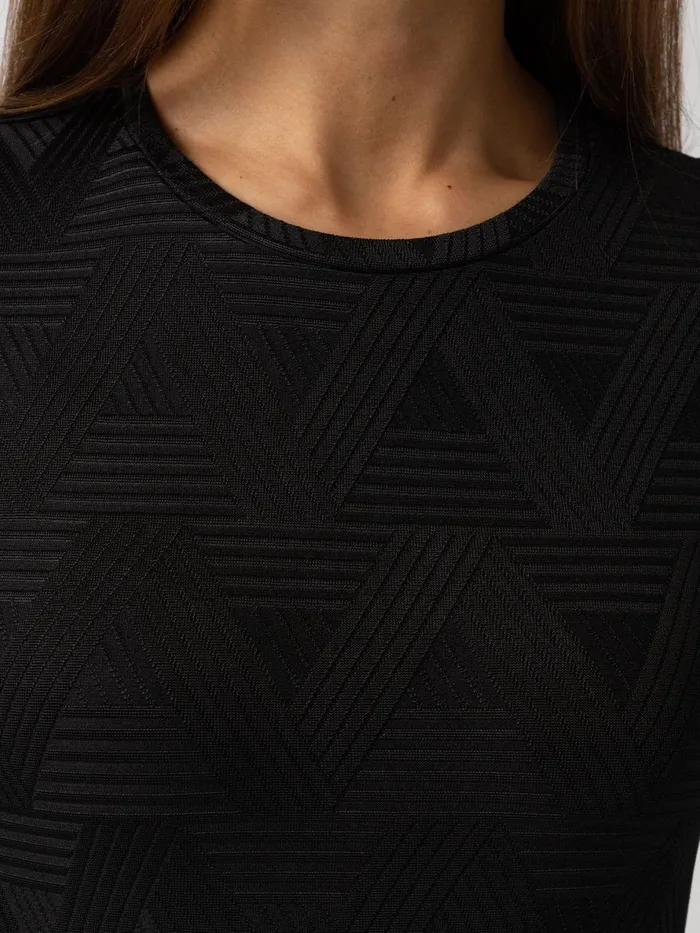 Saint And Sofia TShirts and Tanks Women Darcey Long Sleeve Tee 8211 Black Jacquard Black Jacquard
