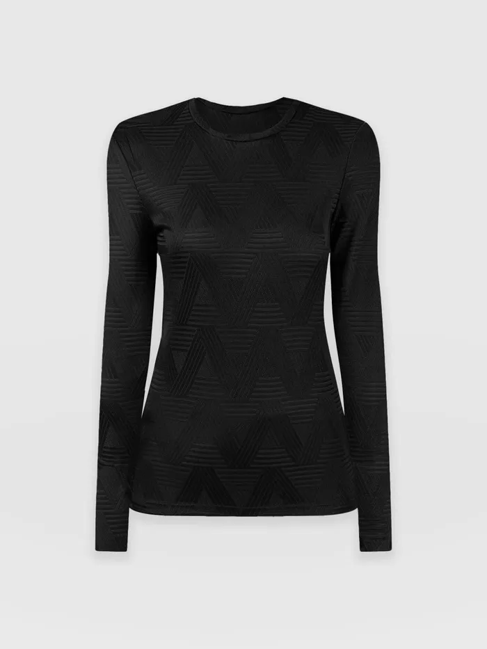 Saint And Sofia TShirts and Tanks Women Darcey Long Sleeve Tee 8211 Black Jacquard Black Jacquard
