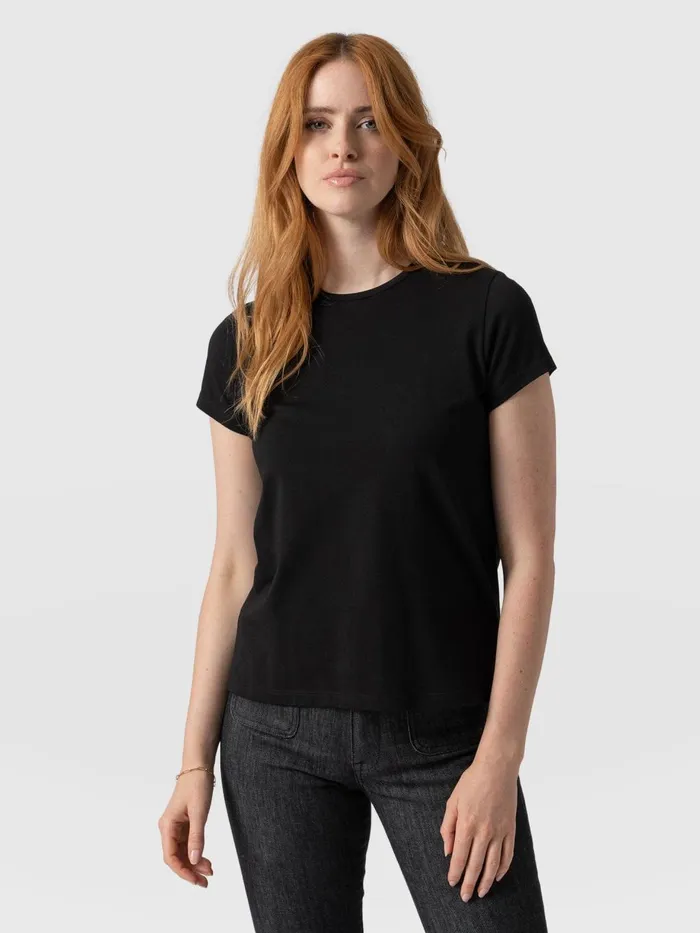 Saint And Sofia TShirts and Tanks Women Easy Cotton Tee 8211 Black Black