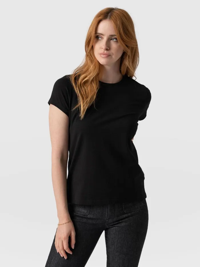 Saint And Sofia TShirts and Tanks Women Easy Cotton Tee 8211 Black Black
