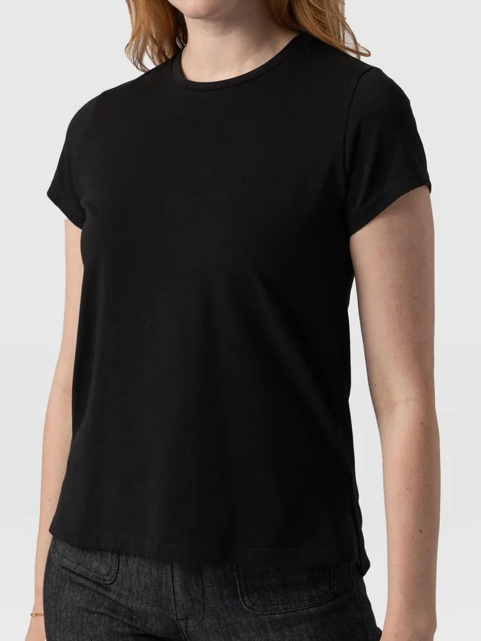 Saint And Sofia TShirts and Tanks Women Easy Cotton Tee 8211 Black Black