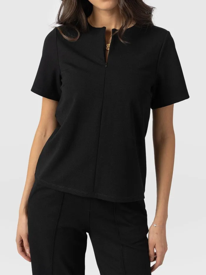 Saint And Sofia TShirts and Tanks Women Keller Zip Up Tee 8211 Black Black
