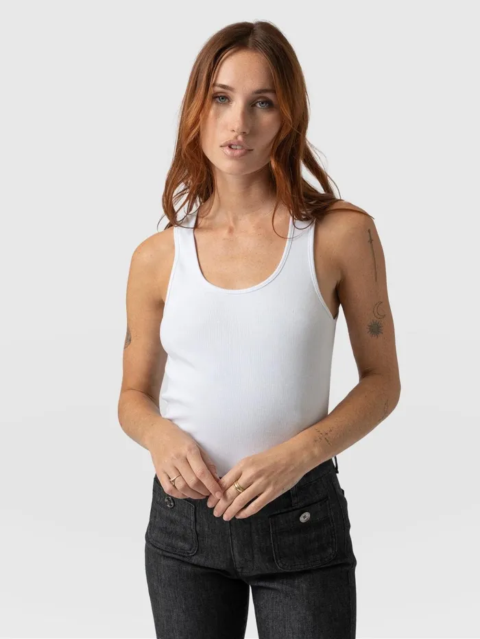 Saint And Sofia TShirts and Tanks Women Olivia Rib Vest 8211 White White
