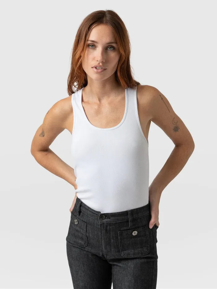 Saint And Sofia TShirts and Tanks Women Olivia Rib Vest 8211 White White
