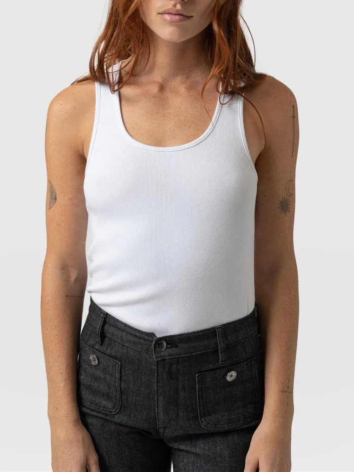 Saint And Sofia TShirts and Tanks Women Olivia Rib Vest 8211 White White