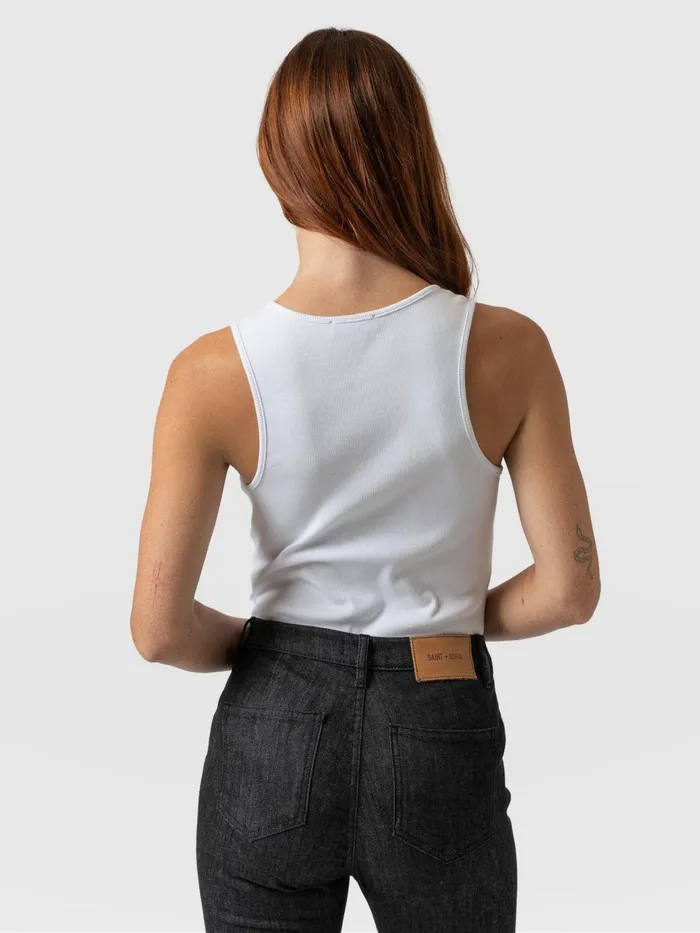 Saint And Sofia TShirts and Tanks Women Olivia Rib Vest 8211 White White