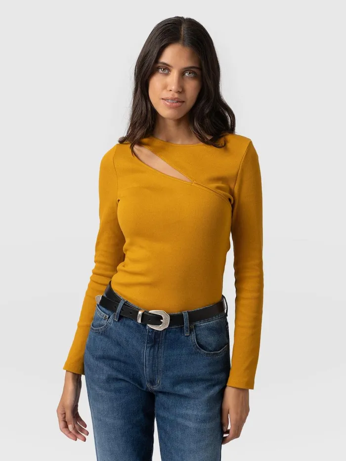 Saint And Sofia TShirts and Tanks Women Reveal Tee Long Sleeve 8211 Ochre Ochre Saint And Sofia TShirts and Tanks Women Reveal Tee Long Sleeve 8211 Ochre Ochre