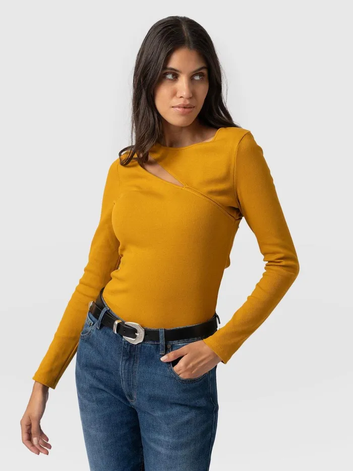 Saint And Sofia TShirts and Tanks Women Reveal Tee Long Sleeve 8211 Ochre Ochre