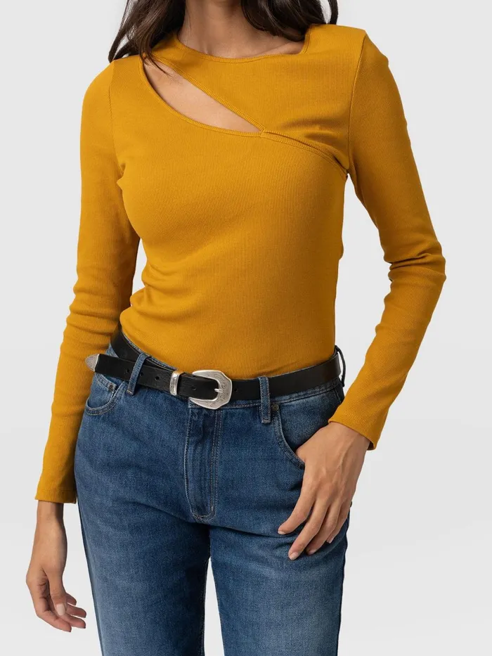 Saint And Sofia TShirts and Tanks Women Reveal Tee Long Sleeve 8211 Ochre Ochre