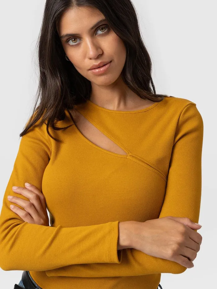 Saint And Sofia TShirts and Tanks Women Reveal Tee Long Sleeve 8211 Ochre Ochre