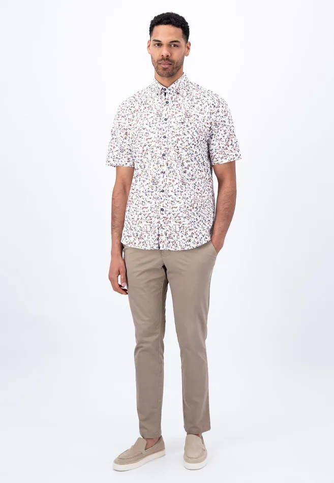 Sale Men FYNCHHATTON Fashionable Short sleeved Shirt With Logo Pattern Orient Reddusty Lavender