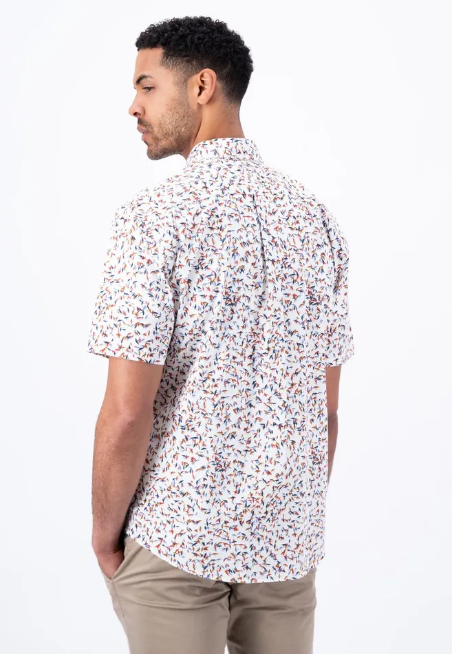 Sale Men FYNCHHATTON Fashionable Short sleeved Shirt With Logo Pattern Orient Reddusty Lavender