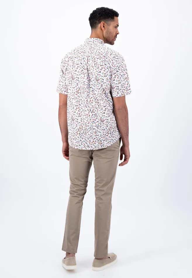 Sale Men FYNCHHATTON Fashionable Short sleeved Shirt With Logo Pattern Orient Reddusty Lavender